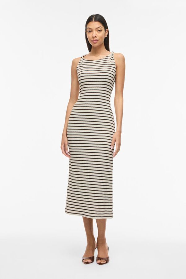Vila Vestido midi entallado de canal&eacute; Estampado blanco