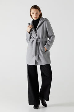 Cortefiel Long hooded coat Dark gray