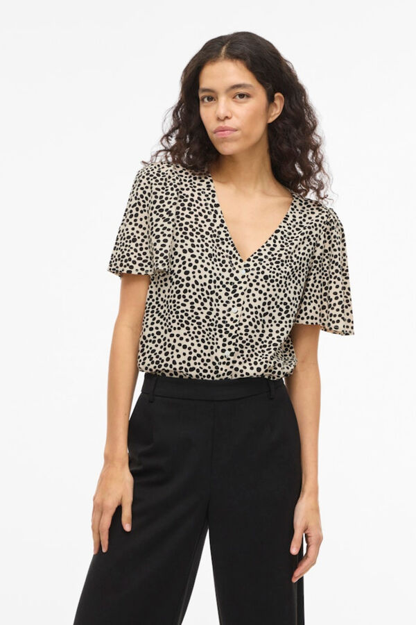 Vila Blusa de manga curta em viscose Tostado