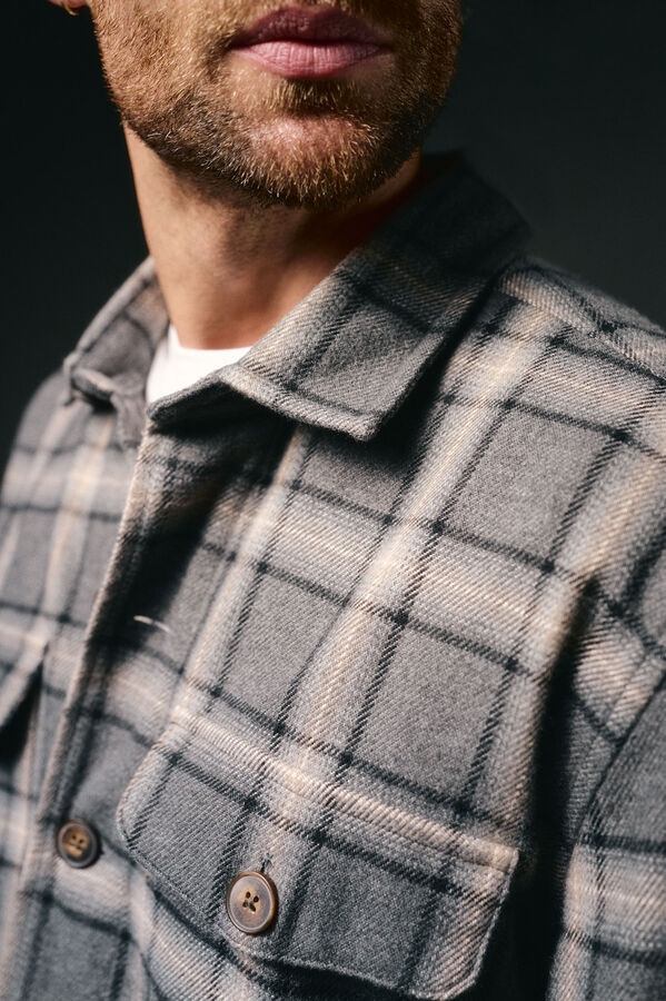 OOTO Sobrecamisa xadrez Cinzento