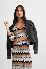 Silbon Vestido punto largo espiga Marr&oacute;n