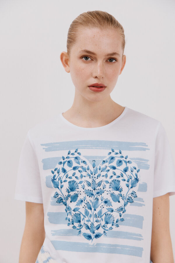 Cortefiel Printed t-shirt White