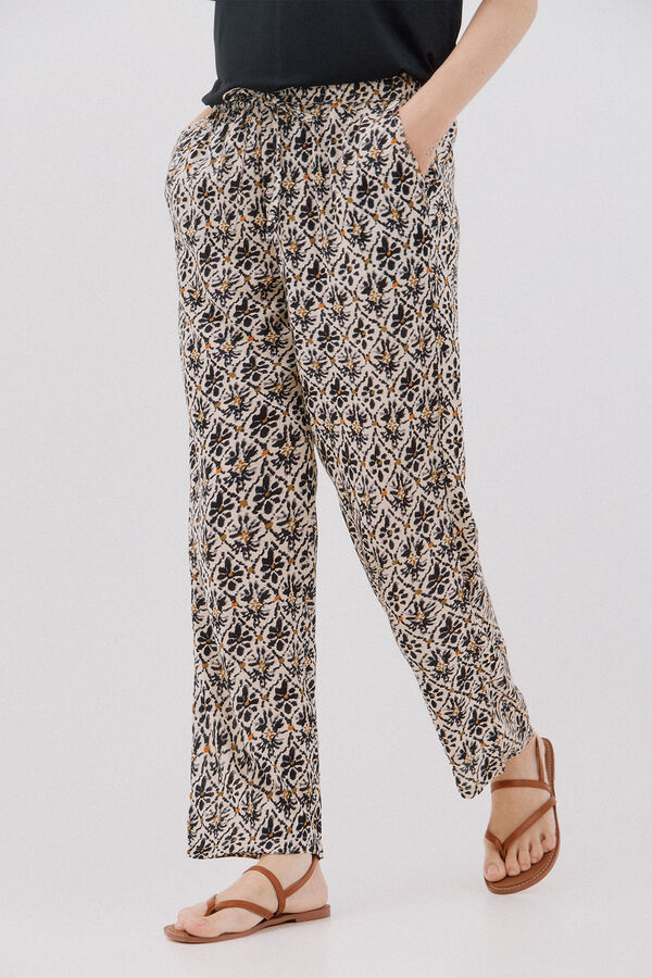 Cortefiel Pantalón fluído estampado Multicolor