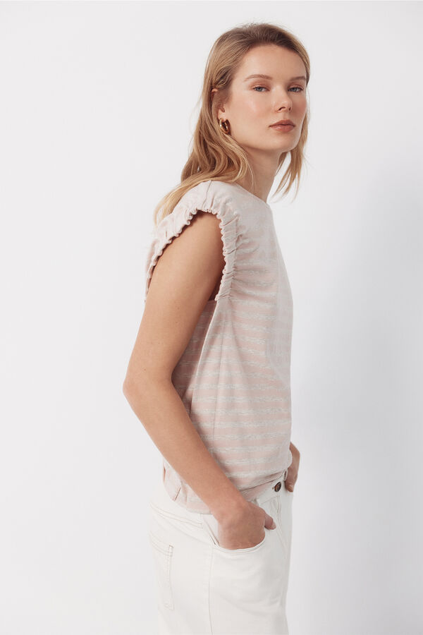 Cortefiel T-shirt with gathered armholes Pink