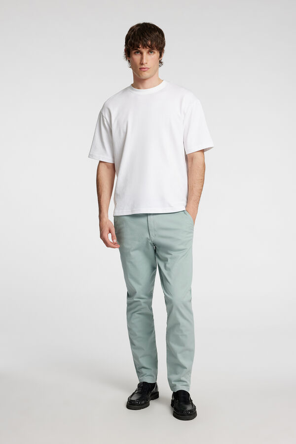 Selected Calça calças chino slim fit feita de algodão orgânico  Verde