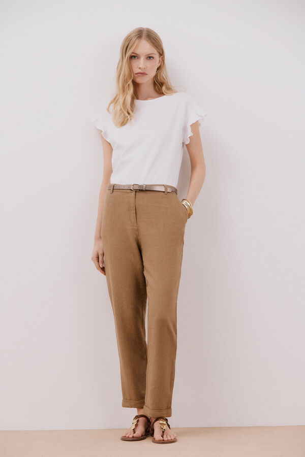 Cortefiel Linen trousers Brown