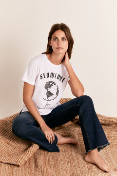 Cortefiel Planet crew neck t-shirt White