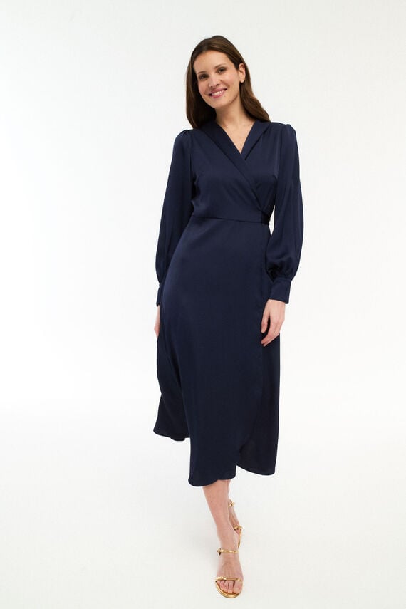 Vestido midi cruzado satinado