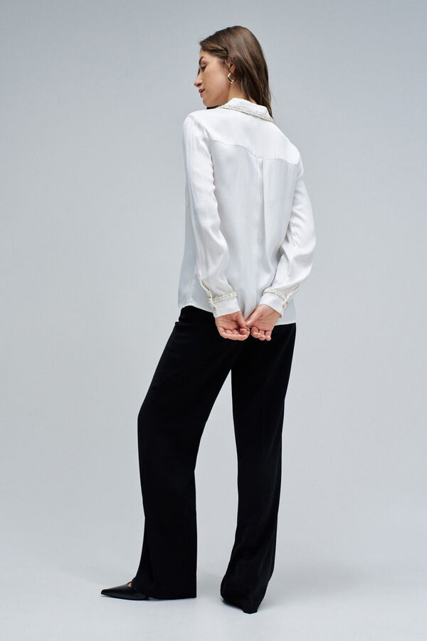 Salsa Jeans Camisa de cetim tweed Ecru