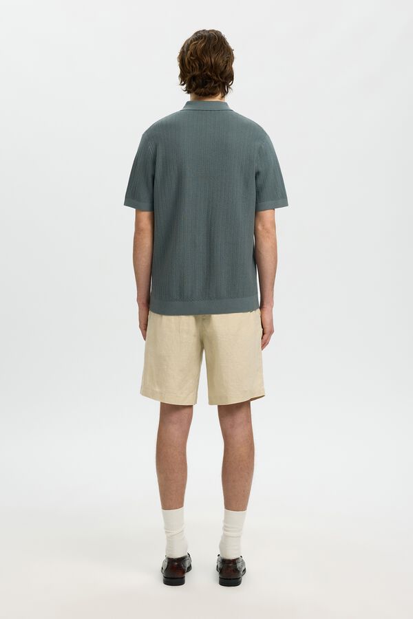 Selected Polo de malha com meio fecho-&eacute;clair Verde