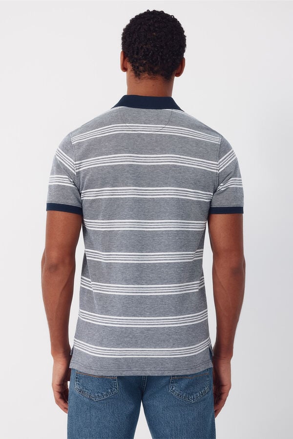 Cortefiel Striped oxford polo shirt Navy
