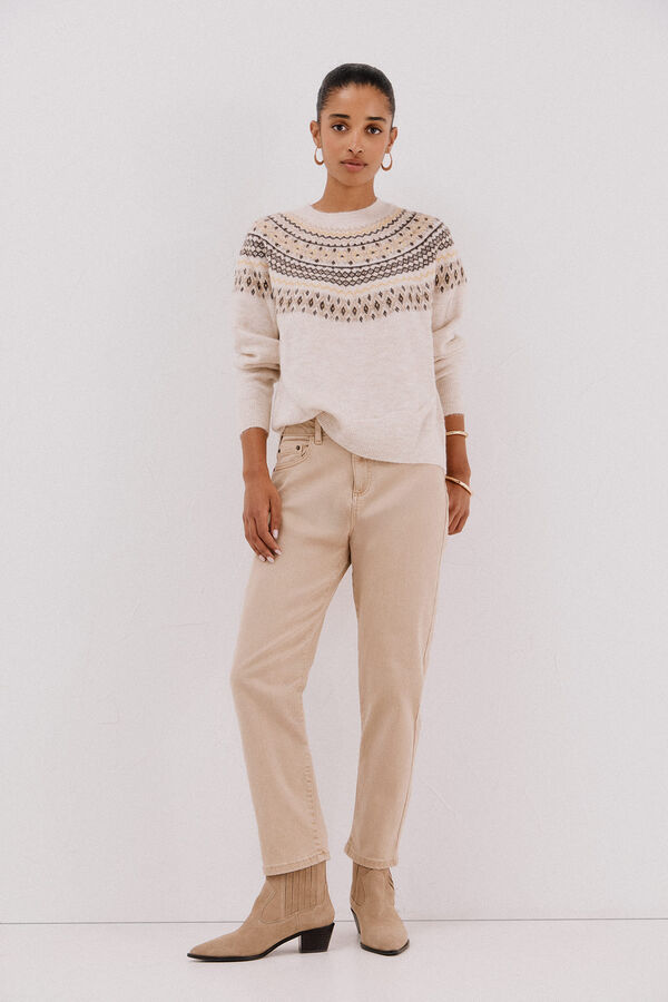 Cortefiel Jacquard design jumper Ivory