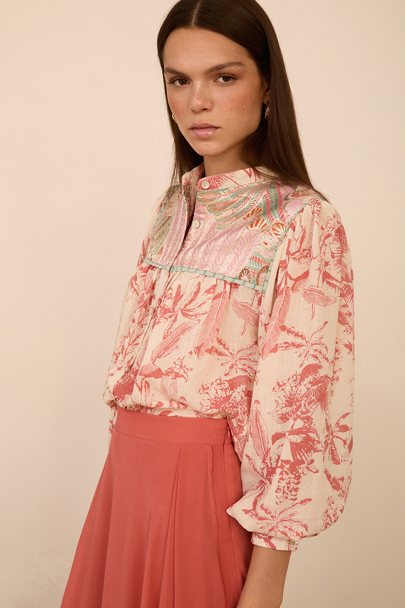 Meisie Blusa estampada bimaterial