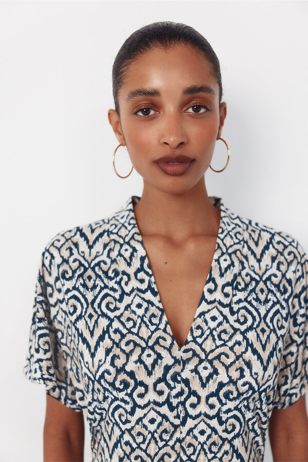 Cortefiel Printed dress Printed beige