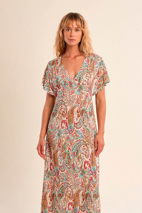 Molly Bracken Vestido comprido de manga curta estampado Multicolorido