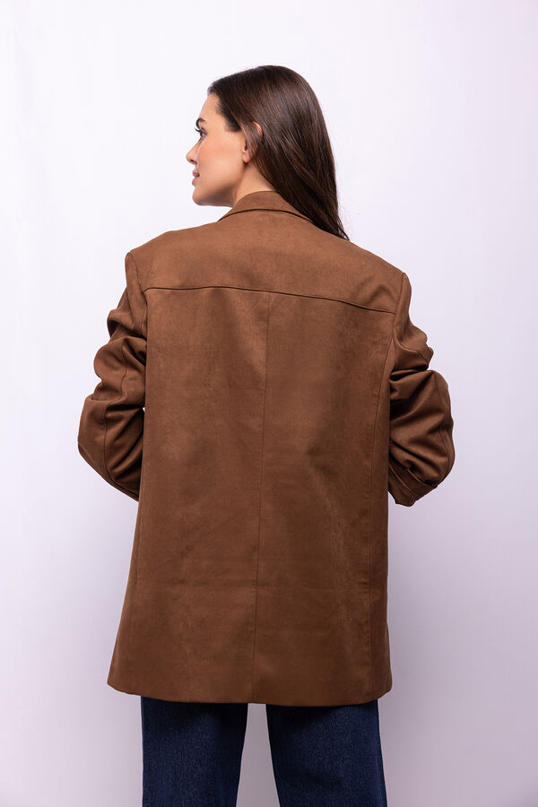 Object Blazer com efeito camurça Castanho