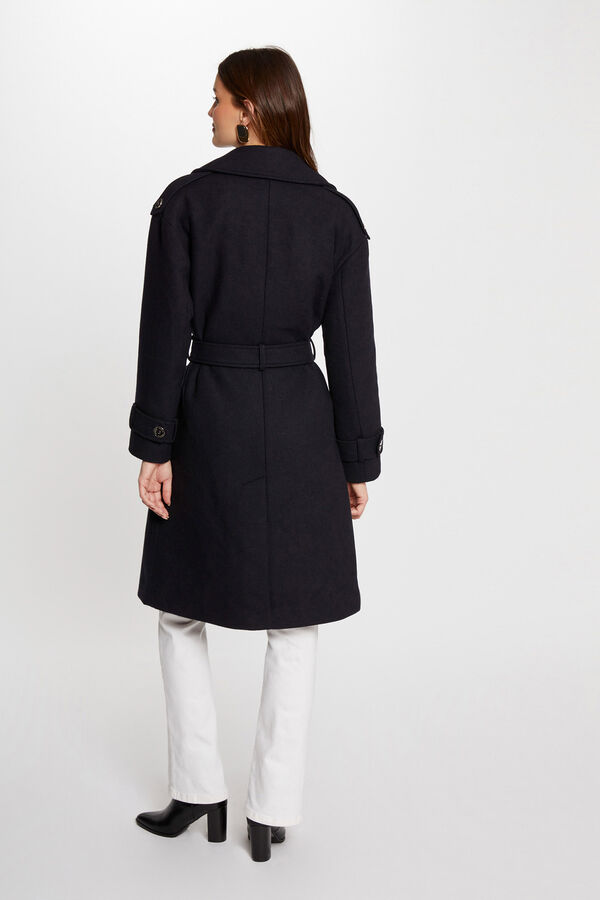 Cortefiel Long belted coat Navy