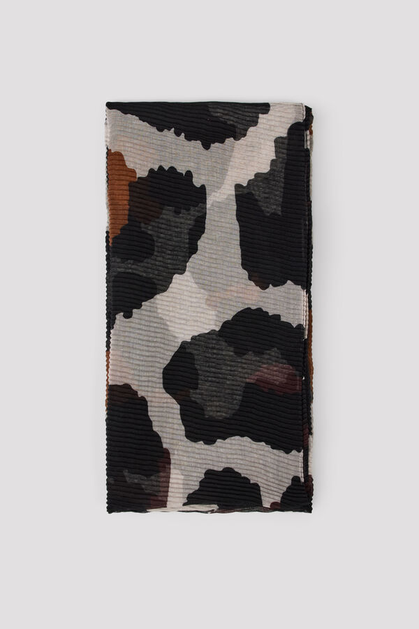 Cortefiel Leopard print pleated scarf Printed brown