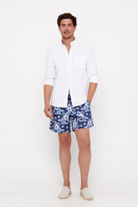 Cortefiel Tropical floral print swim shorts Navy