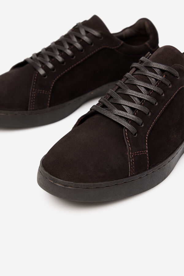 Cortefiel Leather sneaker Dark brown