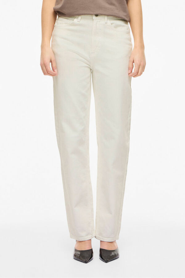 Vila Straight leg high-waisted jeans White