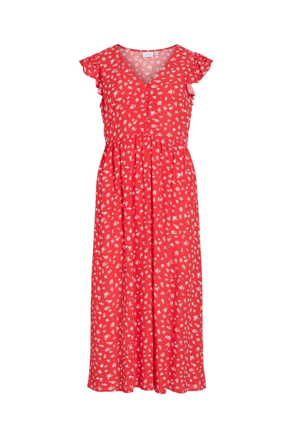 Vila Printed viscose midi dress Coral
