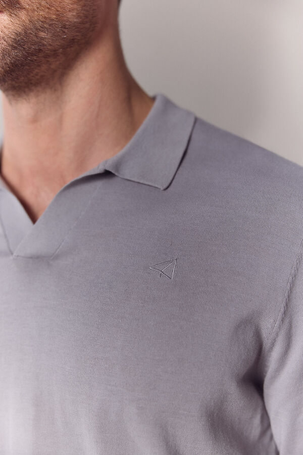 OOTO Camisola polo lisa de manga curta Cinzento