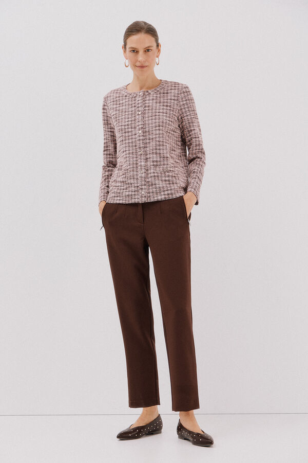 Cortefiel Tweed cardigan Dark brown