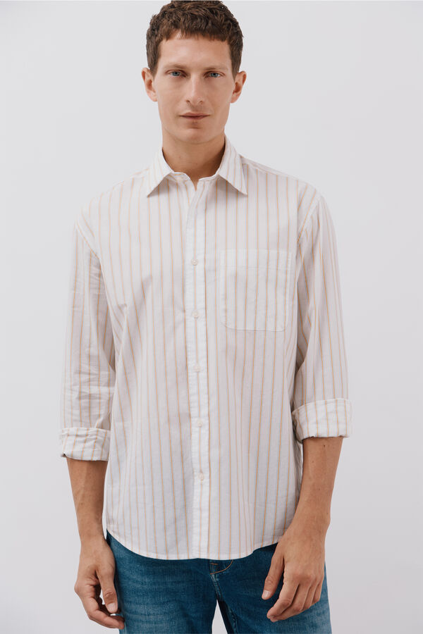 Cortefiel Striped poplin shirt White