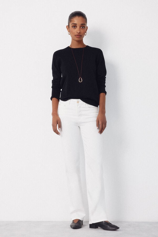 Cortefiel Striped jersey-knit jumper Black