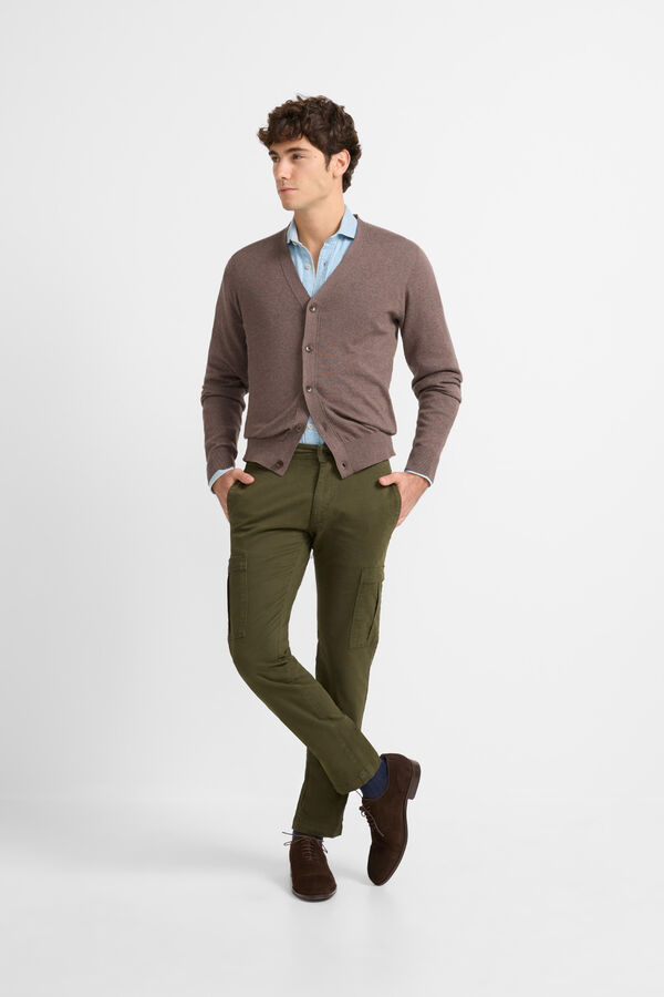 Silbon C&aacute;rdigan cl&aacute;sico liso Marr&oacute;n oscuro