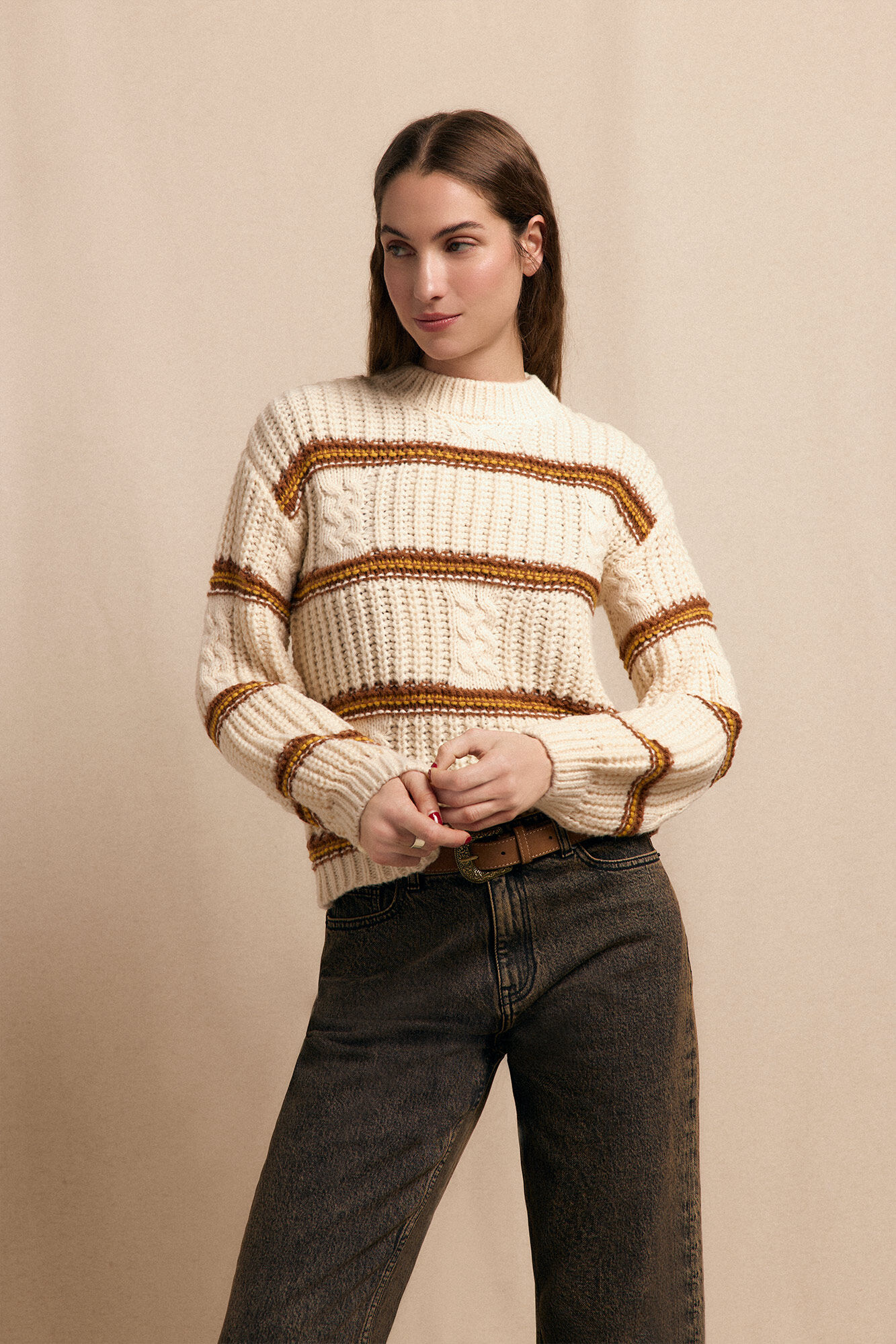 Slowlove Jersey punto perlado rayas