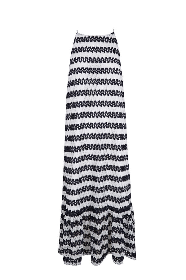 Cortefiel Structured halterneck dress Printed blue