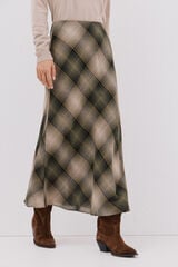Cortefiel Checkered midi skirt Printed green