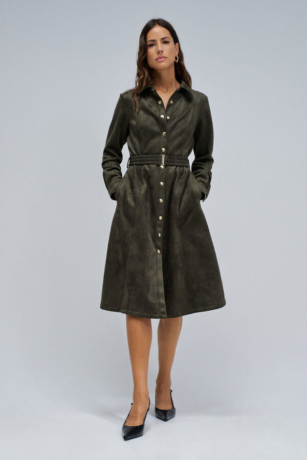 Salsa Jeans Vestido midi en ante Verde