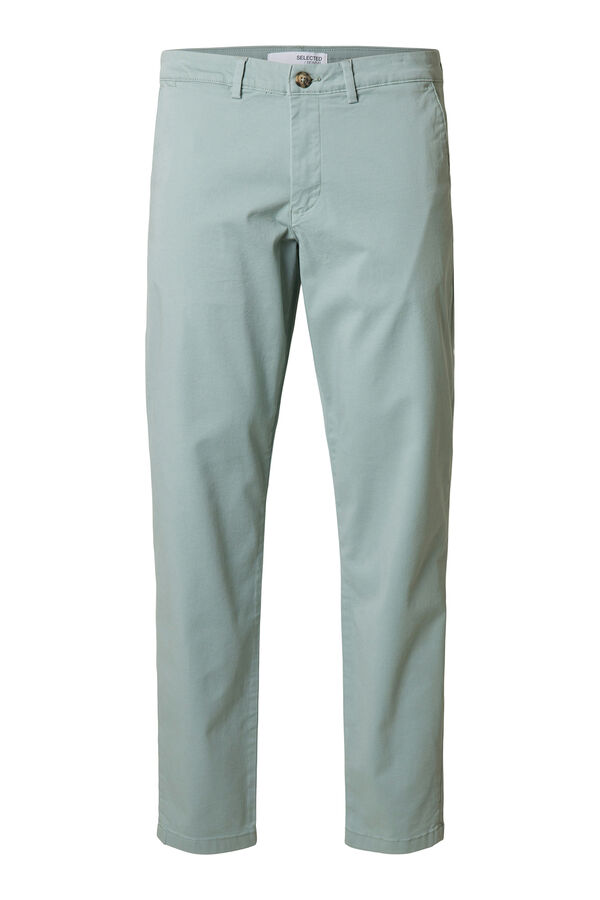 Selected Calça calças chino slim fit feita de algodão orgânico  Verde