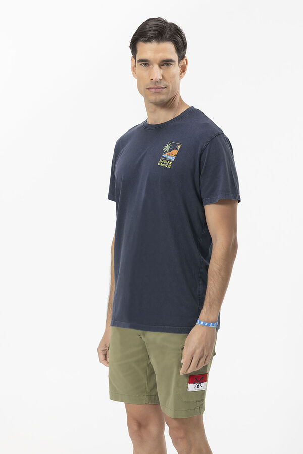 Cortefiel Palm print T-shirt Blue