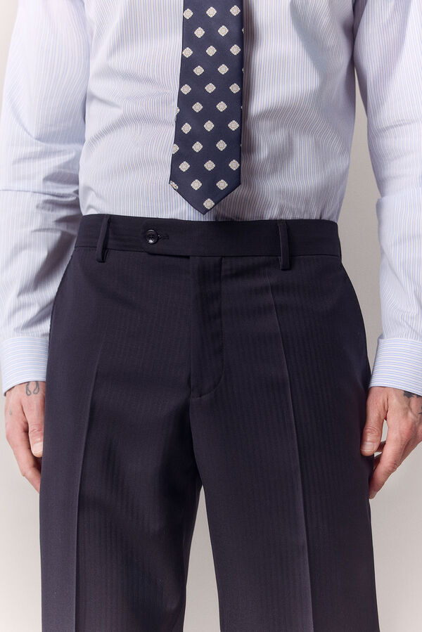 OOTO Herringbone tailored trousers Navy