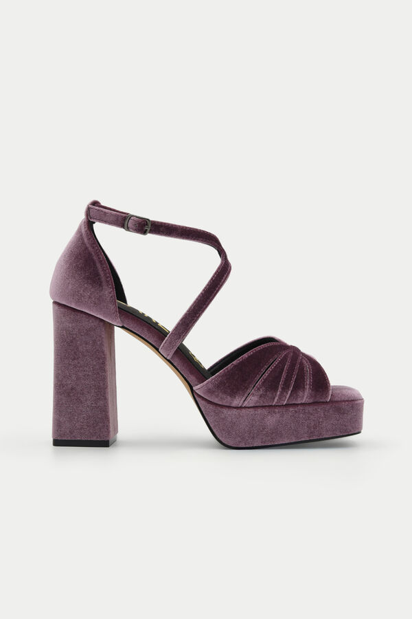 Azarey Sand&aacute;lia plataforma em veludo Roxo