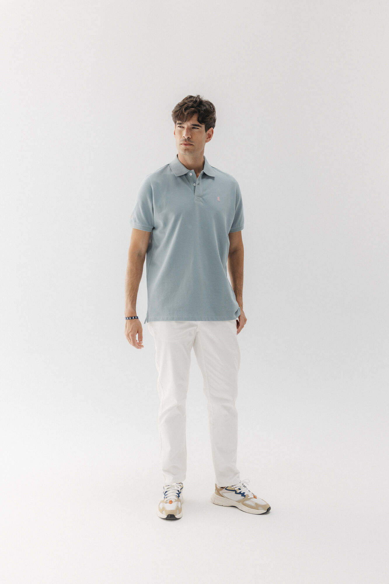 elPulpo Camisa polo lavada com bordado contrastante