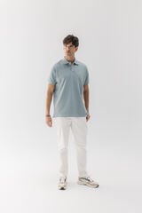 elPulpo Polo lavado bordado a contraste Azul