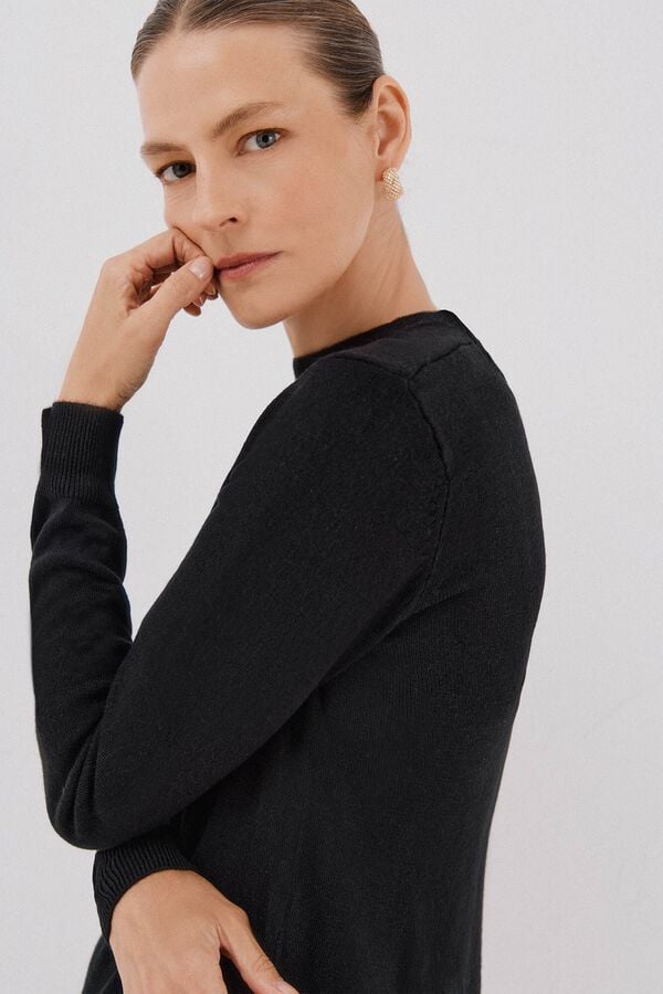 Cortefiel Basic boxy jersey Black