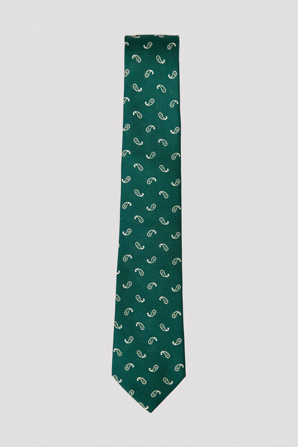Cortefiel NATURAL silk tie Dark green