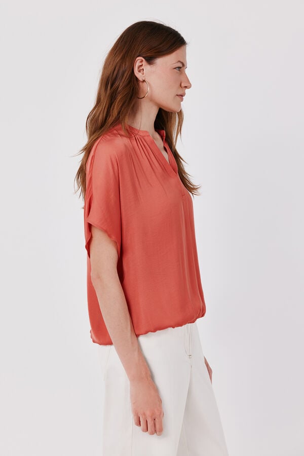 Cortefiel Blusa acetinada de manga curta Multicolorido