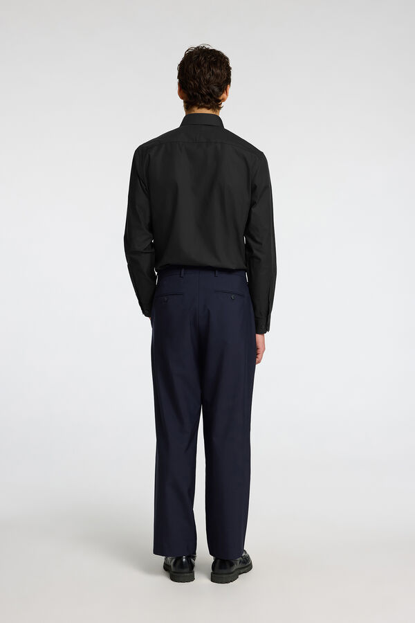 Selected 100% cotton long-sleeved dress shirt Black