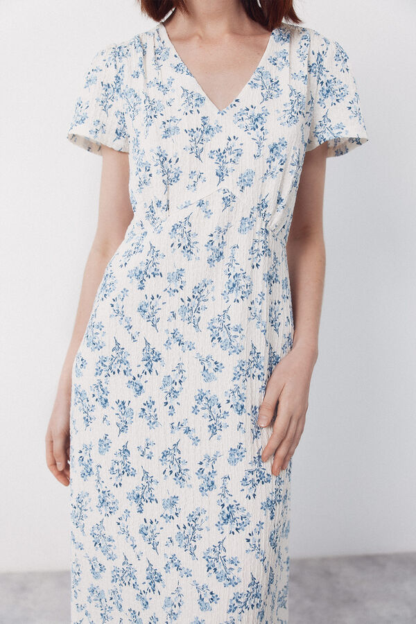 Cortefiel Print structured dress Printed white