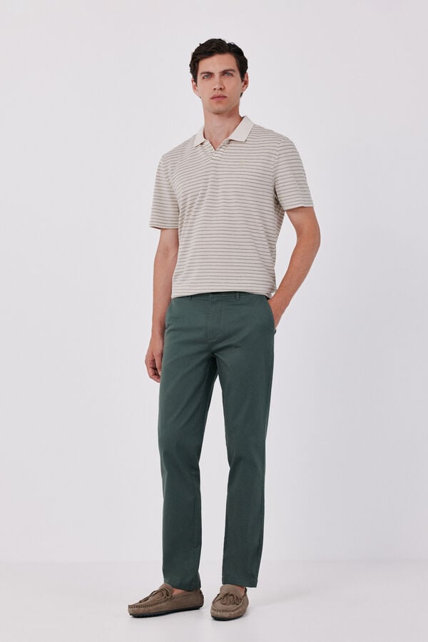 Cortefiel Striped structure polo shirt Ivory