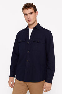 Cortefiel Plain quilted overshirt Navy
