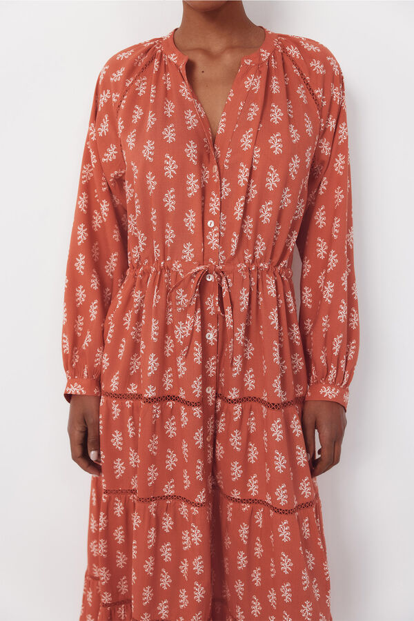 Cortefiel Printed dress Printed beige