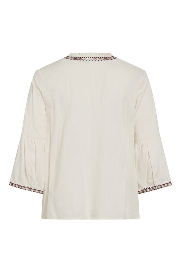 Vila Blusa boho com bordados em contraste Tostado